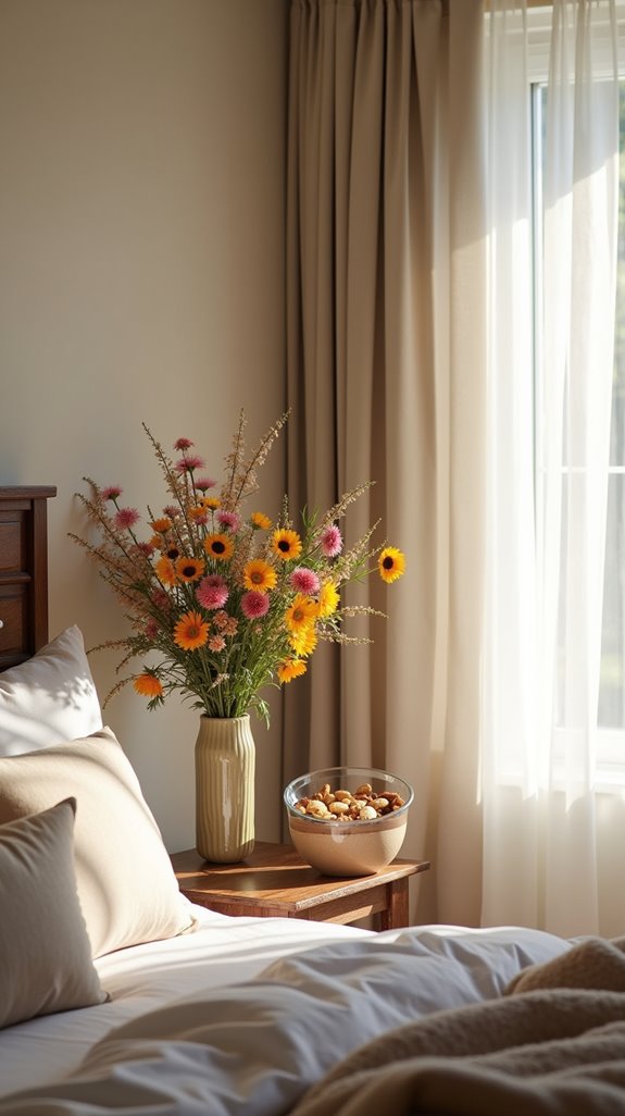 fresh flowers and snacks