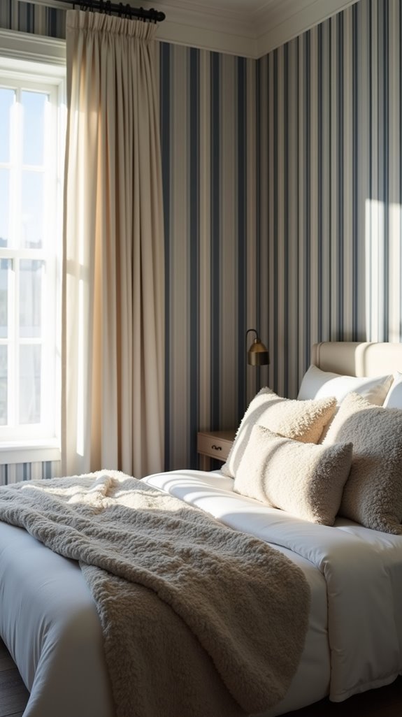 height enhancing striped wallpaper design