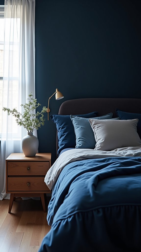 inclusive dark blue bedroom design