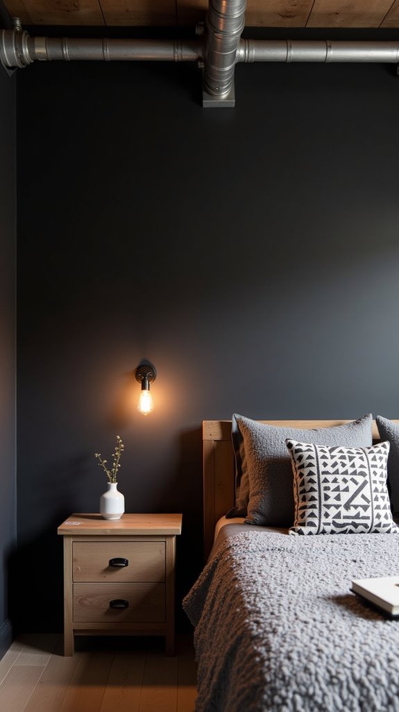 industrial warmth with black walls