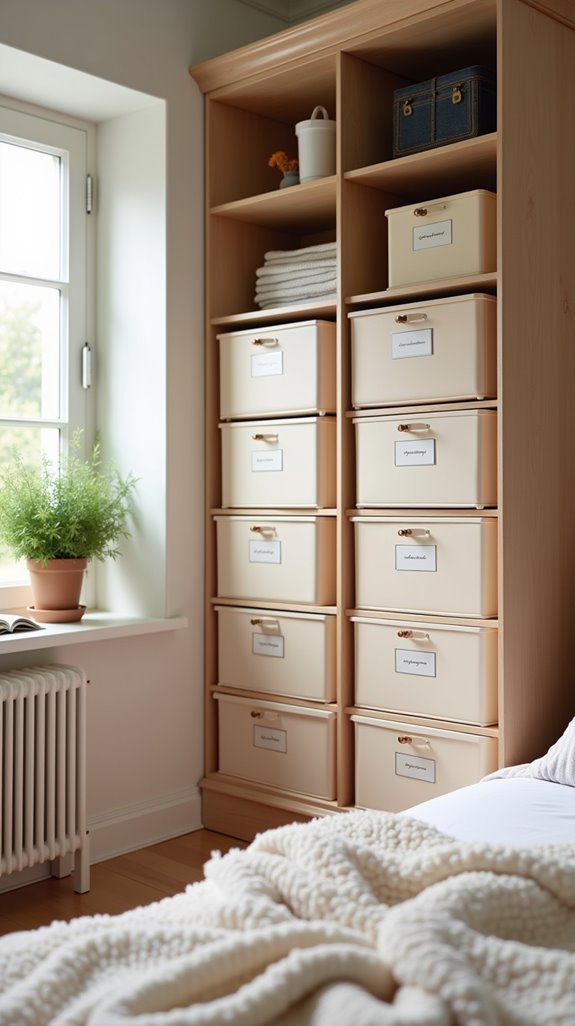 labeled storage box organization