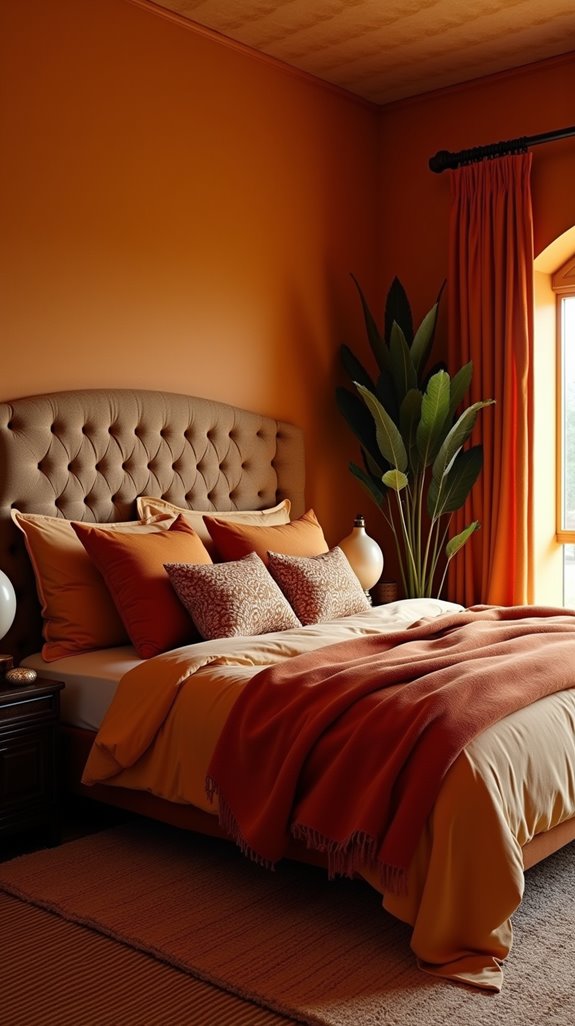 luxurious burnt orange bedspread