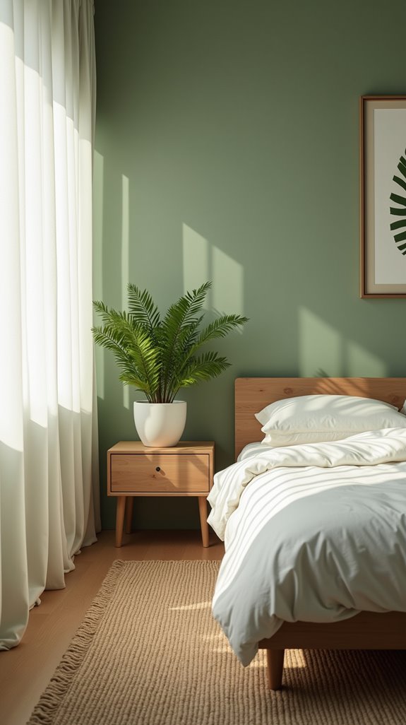 minimalist green bedroom decor