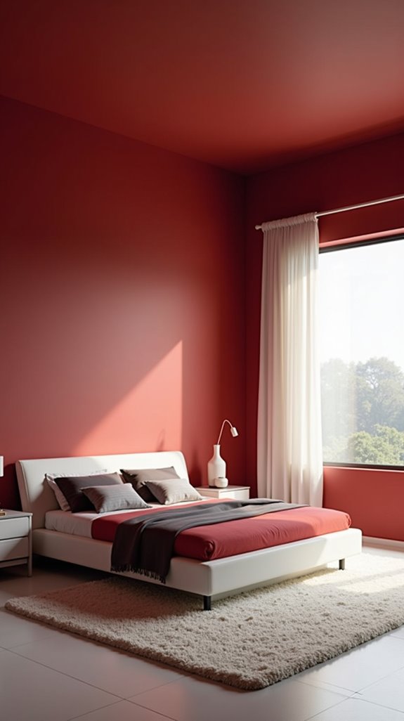 minimalist red bedroom design