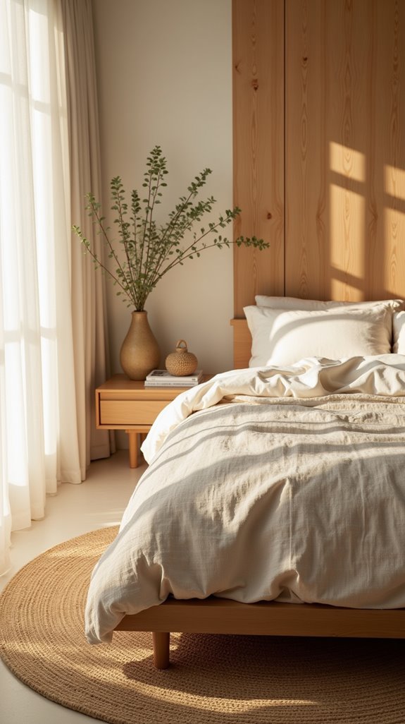 natural wood bedroom contrast