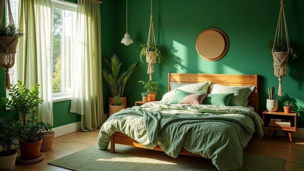 nature inspired green bedrooms