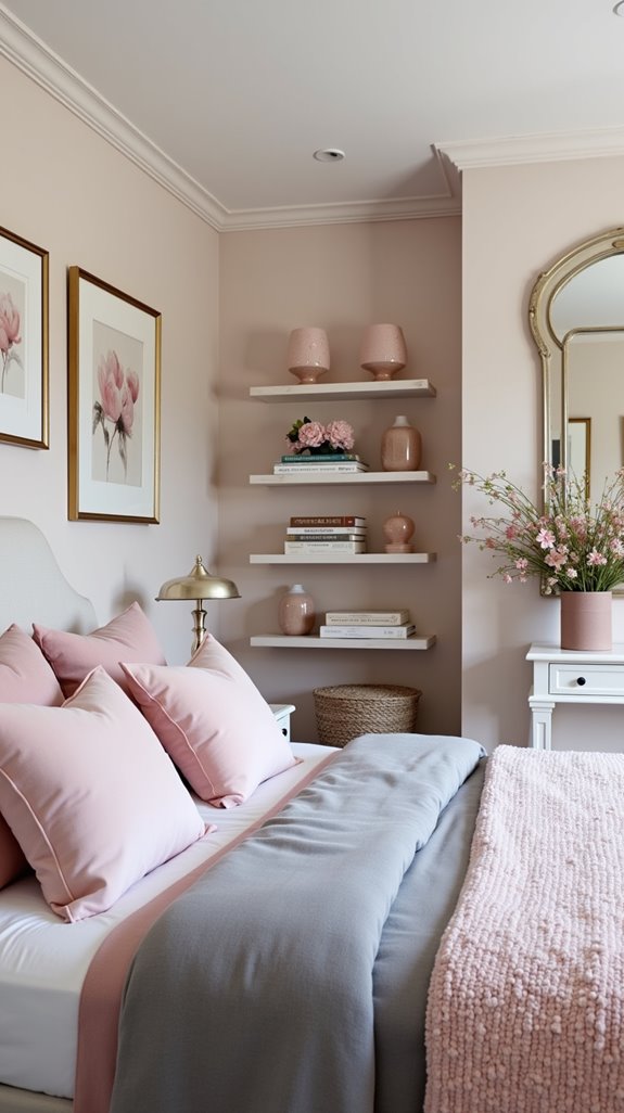 pink and grey wall decor