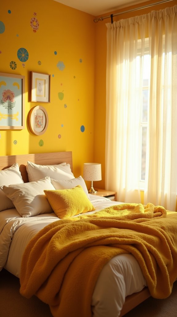 playful yellow wall decor