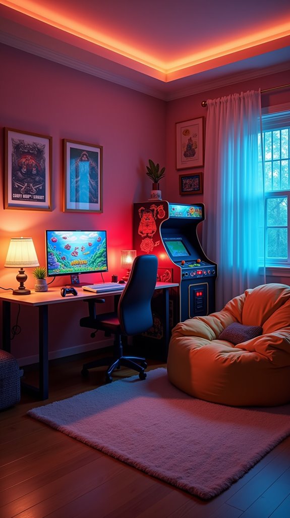 retro gaming bedroom setup