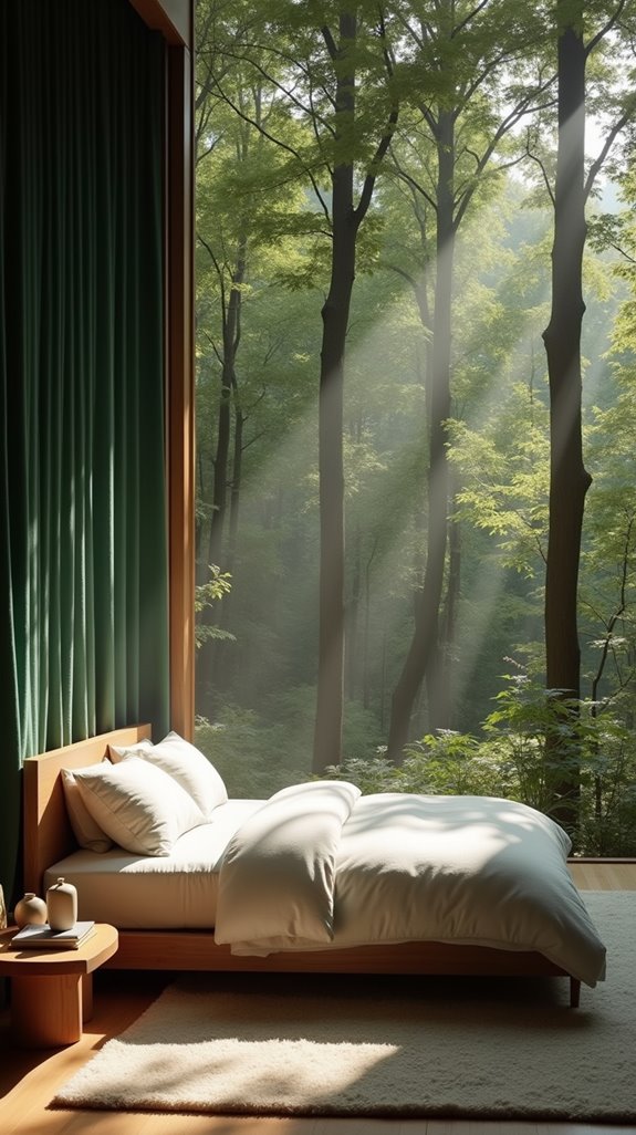 serene forest minimalist bedroom