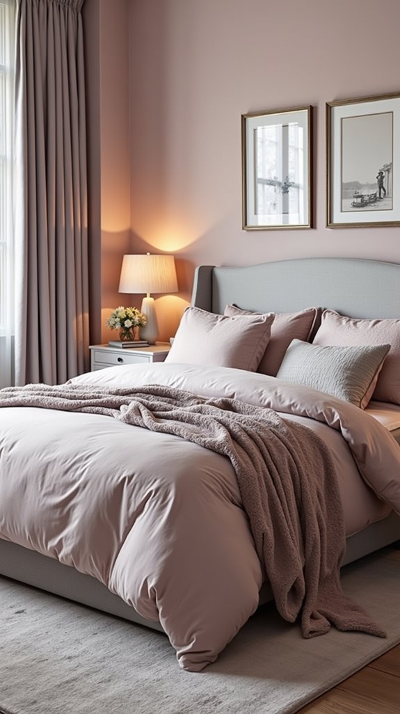 sophisticated pink and grey bedding
