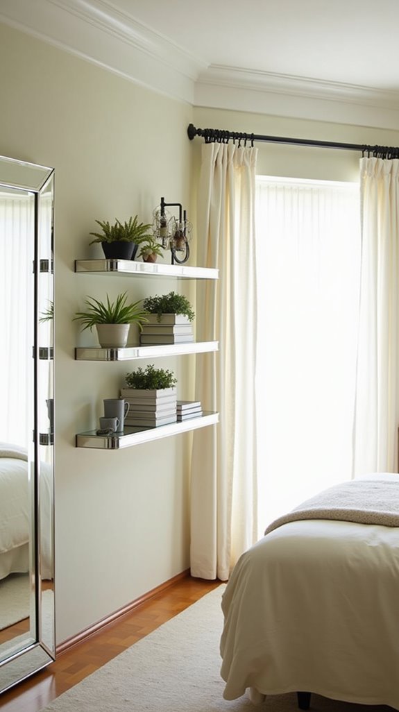 stylish mirrored shelving solution
