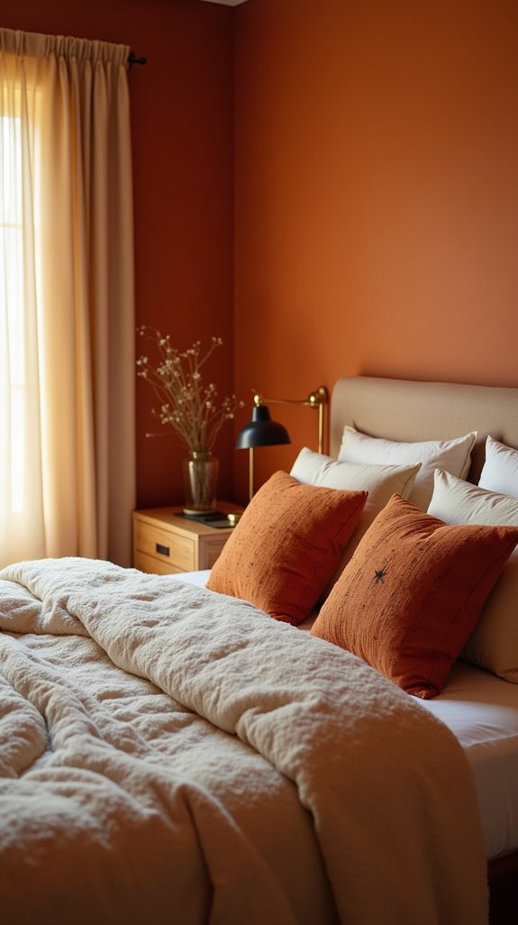 textured burnt orange pillows