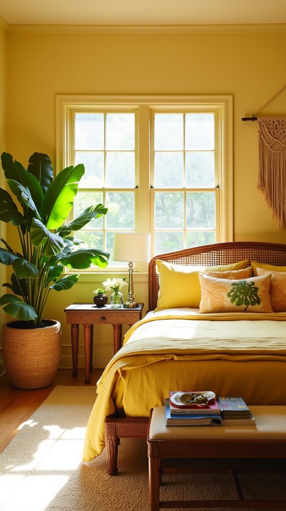 tropical yellow bedroom oasis