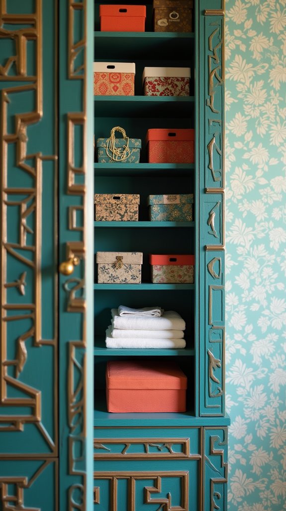 wallpapered cupboard design transformation