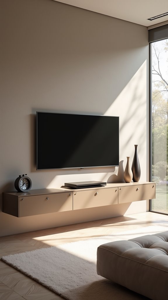 minimalist floating tv console