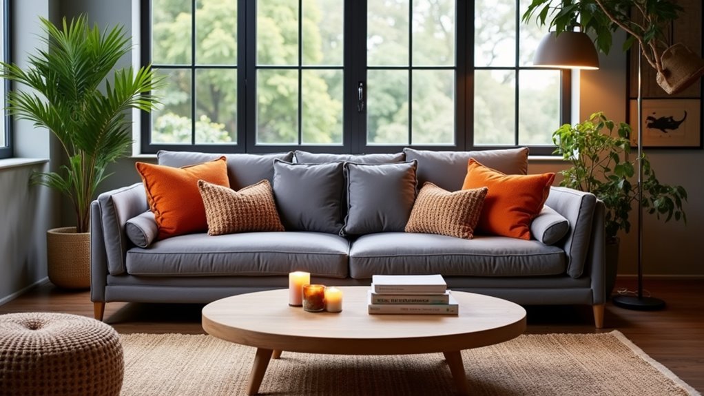 modern warm grey couch