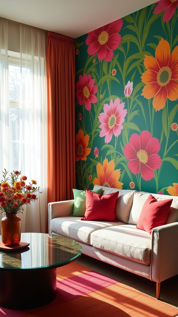 vibrant bold floral wallpaper